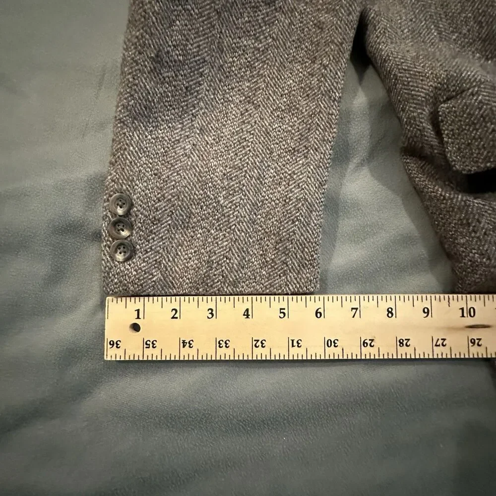 Vintage 80s Kingsridge Tweed Blazer Mens 44 Herringbone Wool Sport Coat Made USA